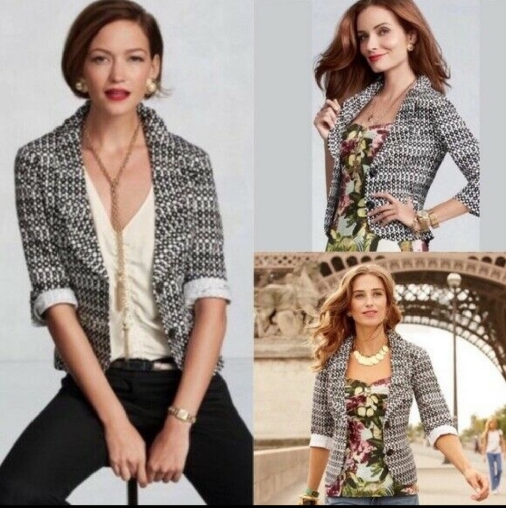 🦋Cabi woven Du Jour circle jacket with stretch style 298